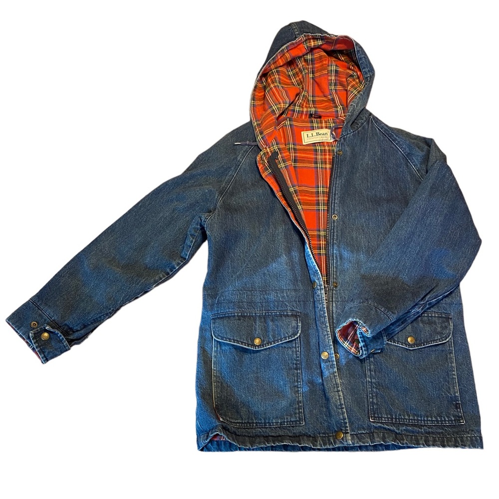 Vintage denim barn coat - flannel utility jacket